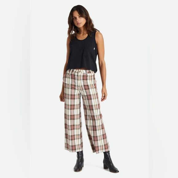 NWT Brixton VICTORY WIDE LEG PANT high waisted plaid print fall Sz 28 - Picture 1 of 10